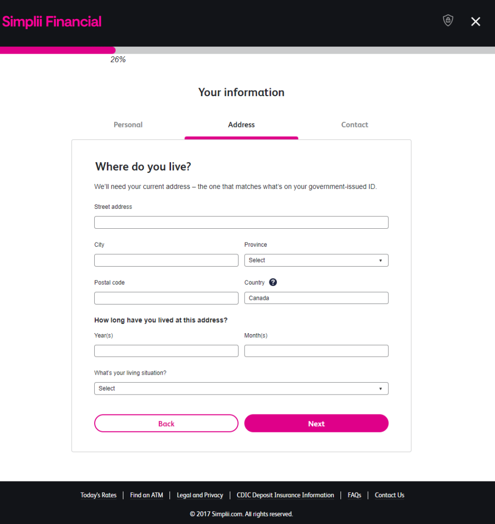 Address Simplii Financial application