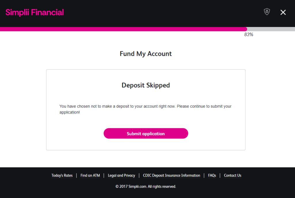 Submit application Simplii Financial application