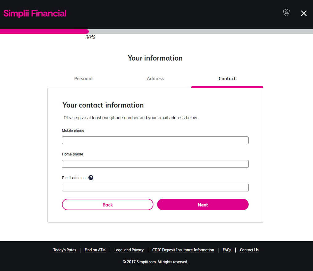 Contact information Simplii Financial application